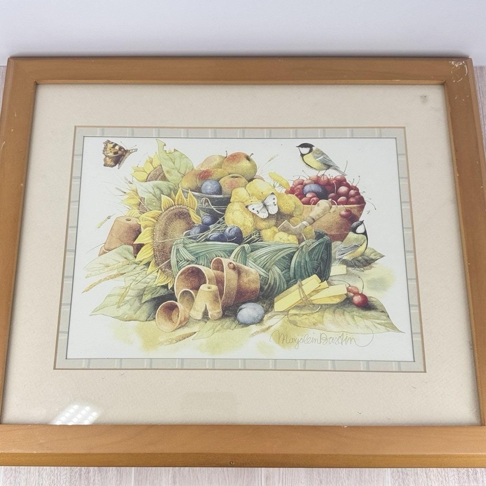 Marjolein Bastin Framed Nature Print Birds Fruit Still Life Wall‎ Art 13x15.5